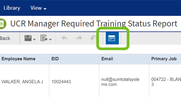 Options icon in toolbar circled in green box